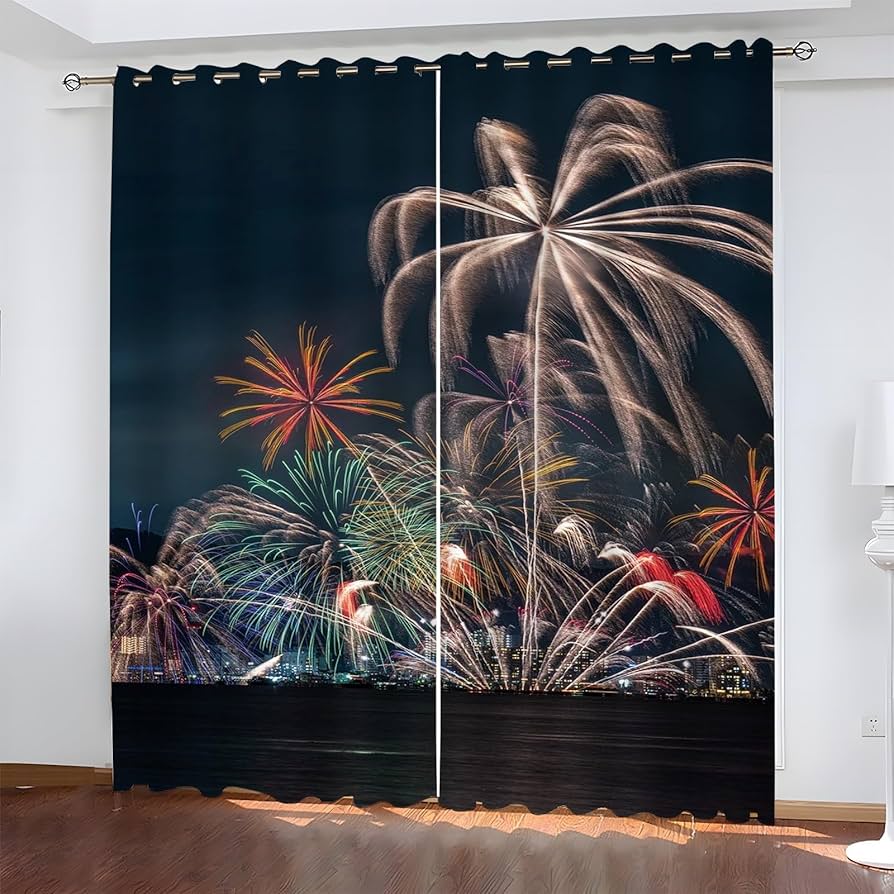 購入額33600円　花火模様カーテン　遮光 購入額33600円 花火模様カーテン 遮光 購入額33600円 花火模様カーテン