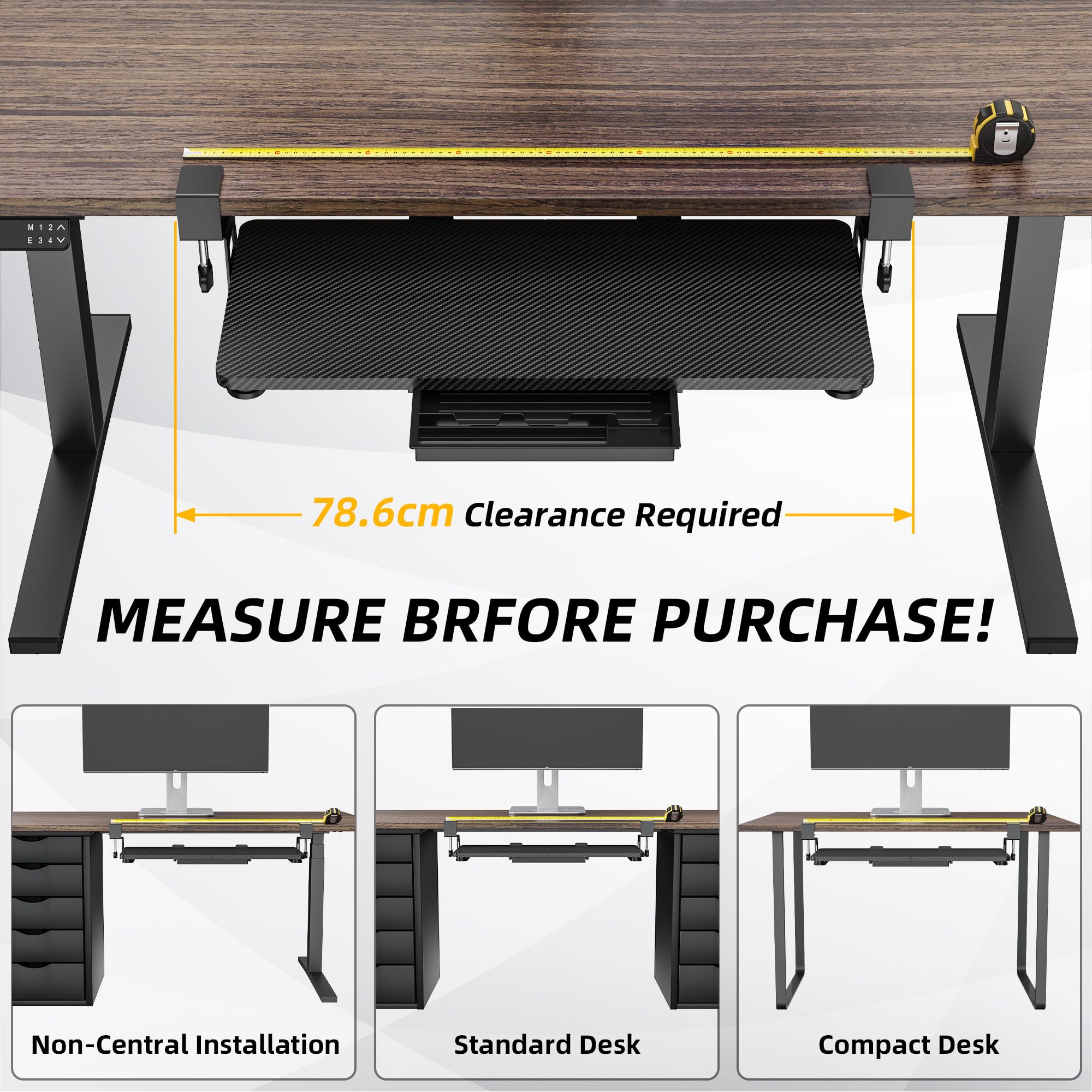 Vassoio Tastiera Scrivania ETHU Carbon Black - Estraibile, Ergonomico - Foto 5