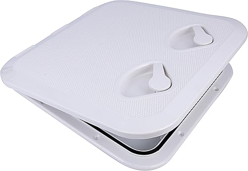 Amarine Made Escotilla de cubierta marina, escotilla de acceso para cubierta de barco y tapa 14-12 "x 14-58" - Blanco - 14.567 inx14.764 in