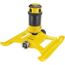 Dramm ColorStorm Gear Drive Sprinkler on Heavy Duty,Durable Metal Base, 4 Patterns, Ideal for Small, Medium & Large Areas with Pass Through Feature, Yellow, 40 Foot Diameter