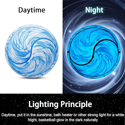 Miniatura 2 de Kuangmi Balón de baloncesto que brilla en la oscuridad, bola de cuero compuesto luminosa que brilla intensamente, regalos para hombres, mujeres,