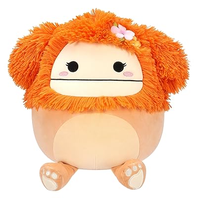 Squishmallows Original 12-Inch Shasta Peach Bigfoot with Tropical Flower - Official Jazwares Plush
