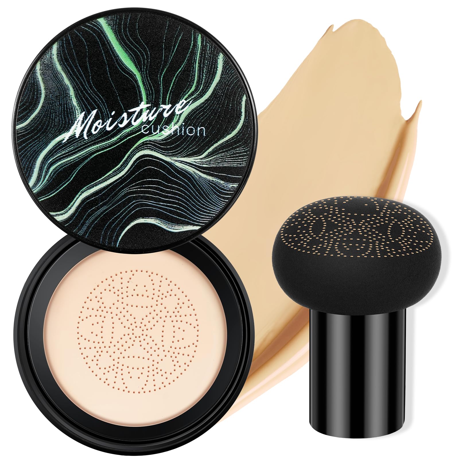 Poduszka powietrzna z głową grzyba CC Cream, Beauty Mushroom, kremowa poduszka powietrzna, podkład, korektor, krem BB, nawilżający, rozjaśniający, równomierny odcień skóry (kość słoniowa)