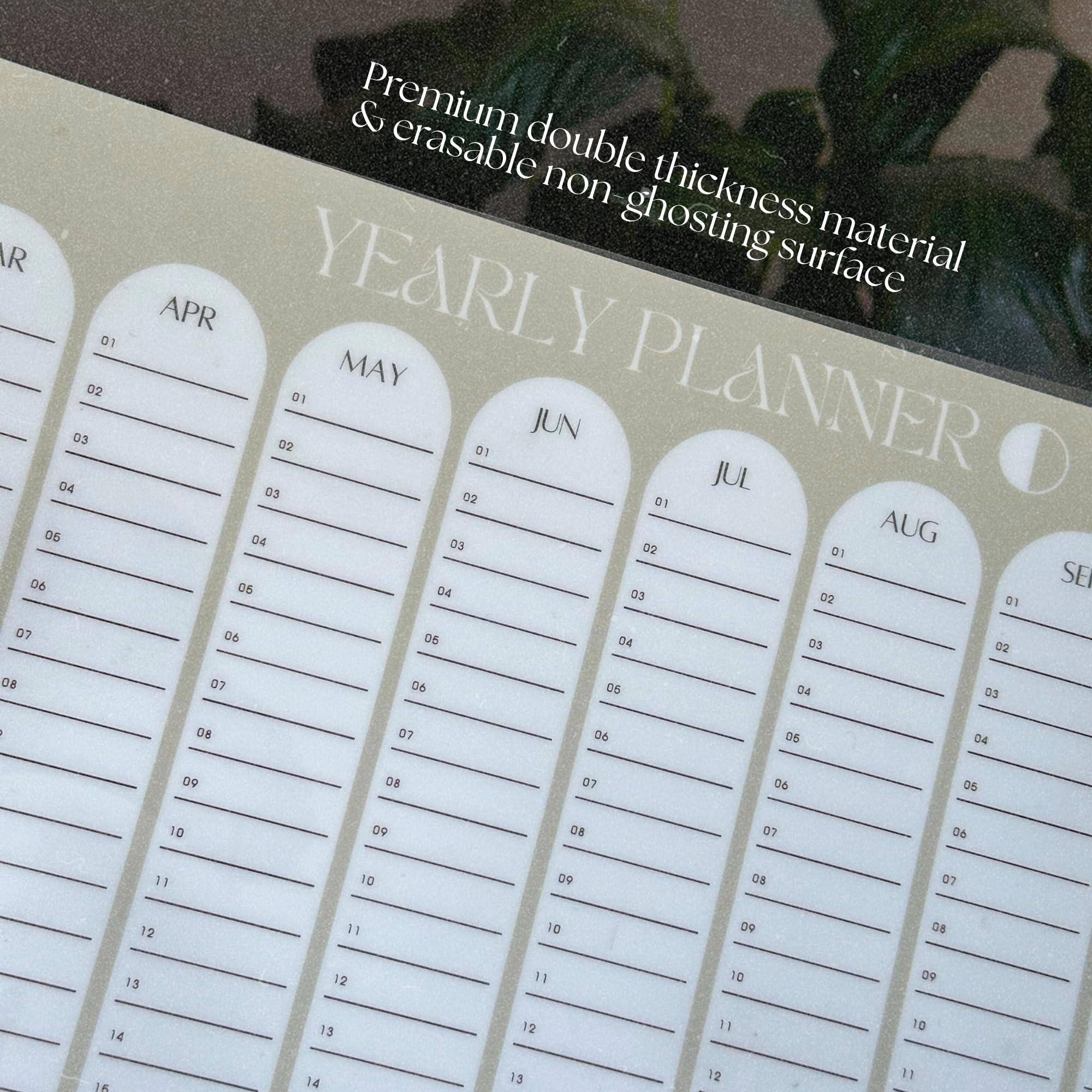 Planer roczny Nano, suchościeralny kalendarz ścienny wielokrotnego użytku
