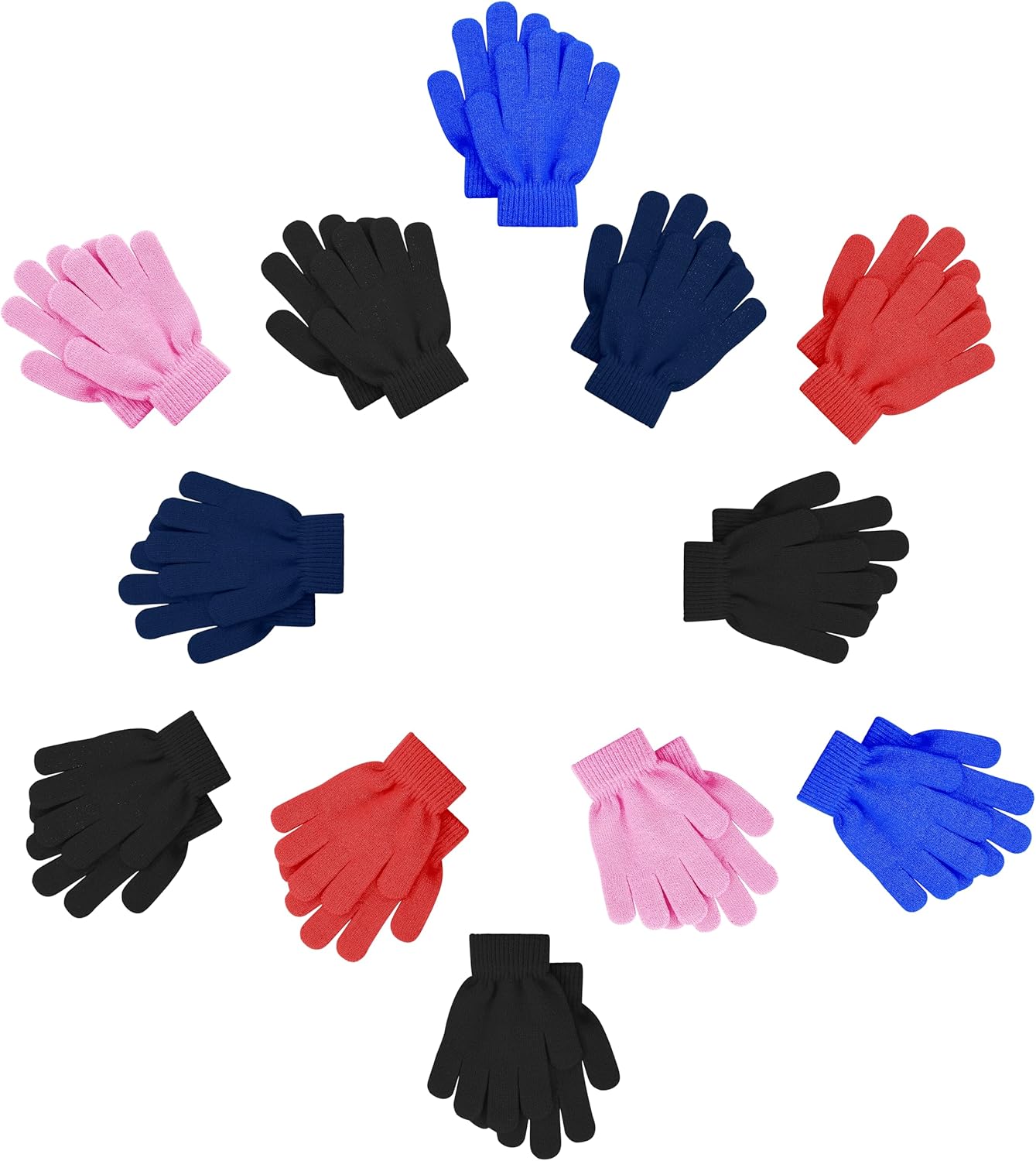 12 Pairs Kids Winter Gloves, Children Bulk Pack Fun Colorful Cute Magic Glove for Boys & Girls