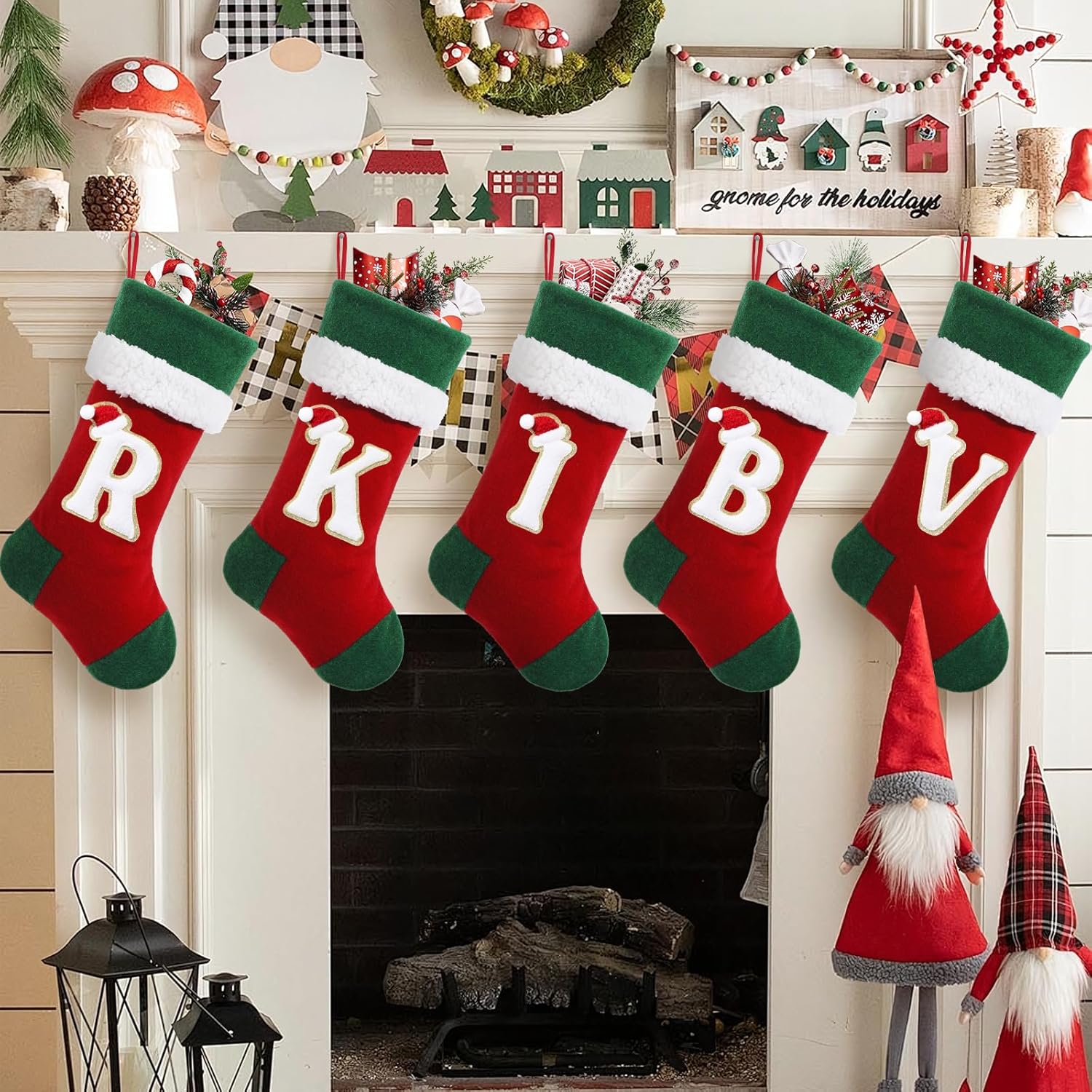NIBESSER 18 Inches Monogram Christmas Stockings with Letters, Large Super Soft Christmas Stockings Red Velvet with White Soft Plush Cuff for Christmas Xmas Tree Holiday Fireplace - Image 2