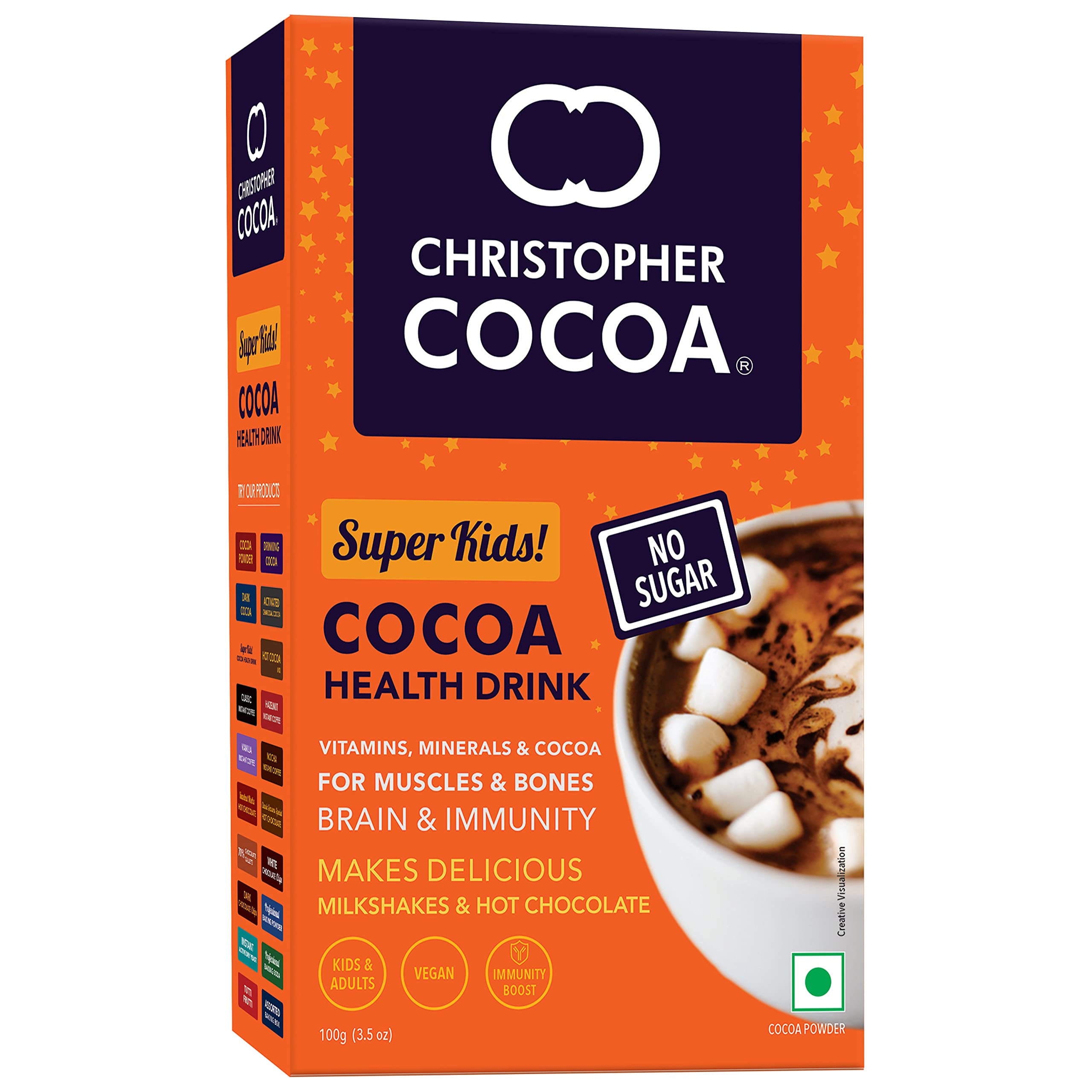 Christopher Cocoa Super Kids Cocoa Powder Health and Nutrition Drink, No Sugar Vegan, 100g Pack of 2 (For Kids and Adults) (B093HBPYWZ) Amazon Price History, Amazon Price Tracker