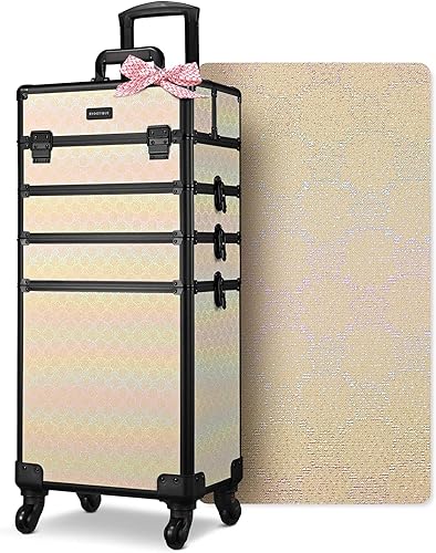 Vista 96 de BYOOTIQUE Cosmetology - Estuche rodante para almacenamiento de uñas, carrito de almacenamiento para maquillaje, maleta de peluquería de viaje