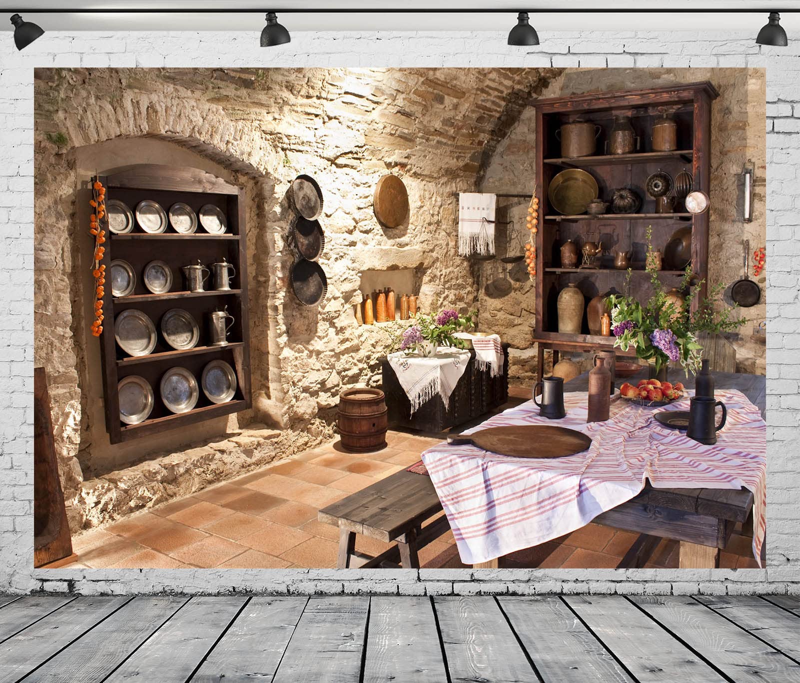 BELECO 3x2m Sfondo in tessuto per la vecchia cucina per la fotografia,muro di pietra antica,castello,interni della cucina,utensili da cucina,tavolo da pranzo,sfondo,ritratto,studio fotografico