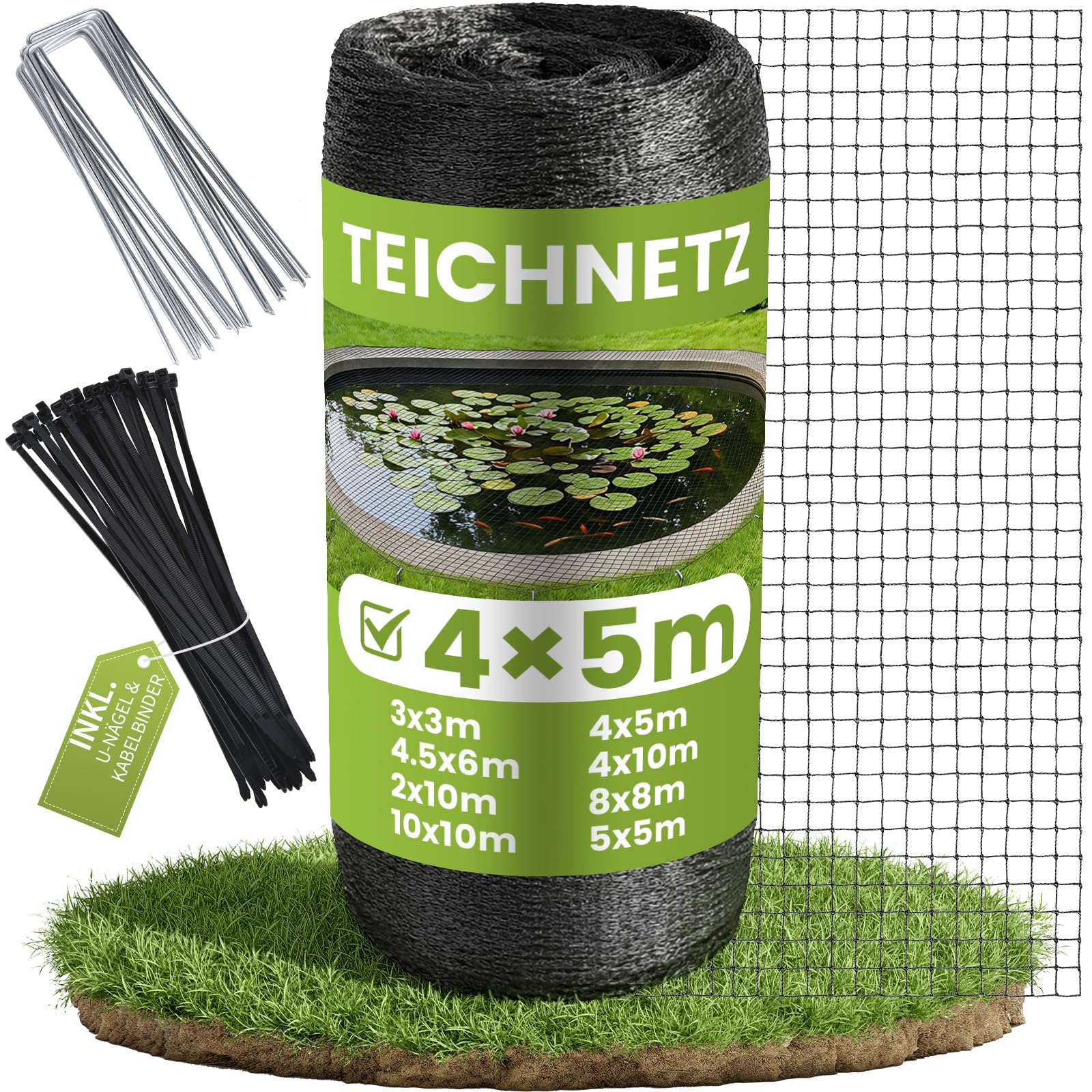 Pond Netting 4x5m Black, Heavy Duty Woven Fish Pond Cover