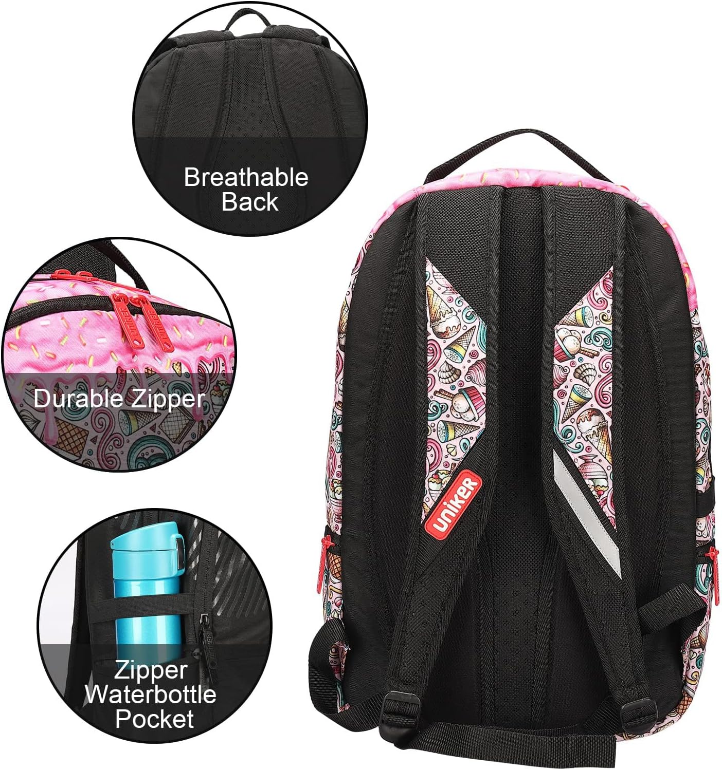 UNIKER Graffiti Backpack for School, 20L Casual Daypack, Designer Laptop Backpack for 15.6 Inch Laptop