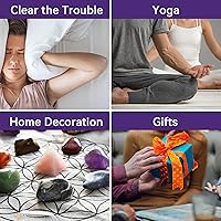 Vista 6 de Juego de piedras de runas, disco de madera con inscripción de vida eterna y runa de cristal de colores mixtos para meditación y curación