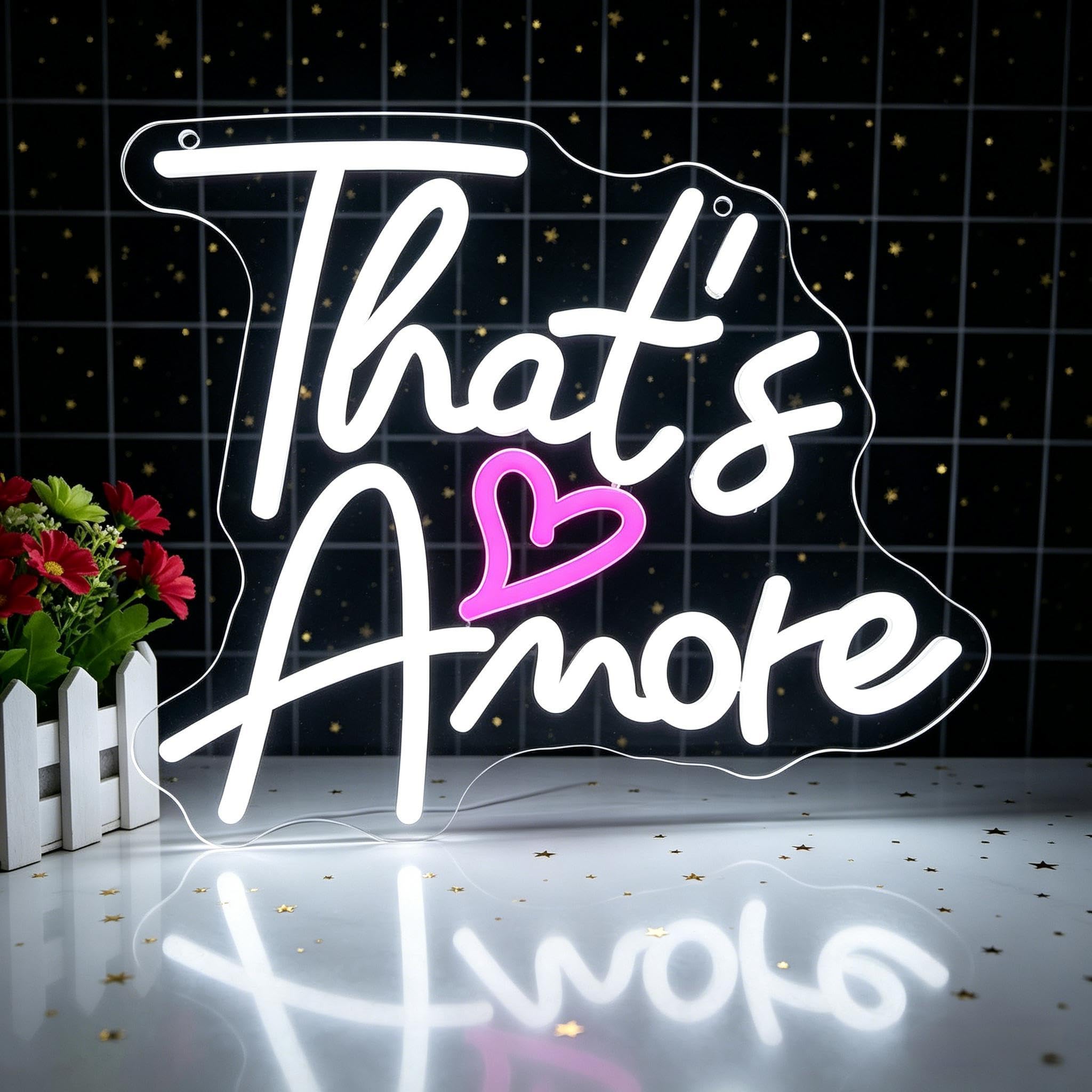 That's Amore Neon Sign, USB Powered Decorative Light for Bedroom Living Room Home Party Wedding Wall Table Romantic Theme Decor Light Up Sign 11.4 x 11.8 In