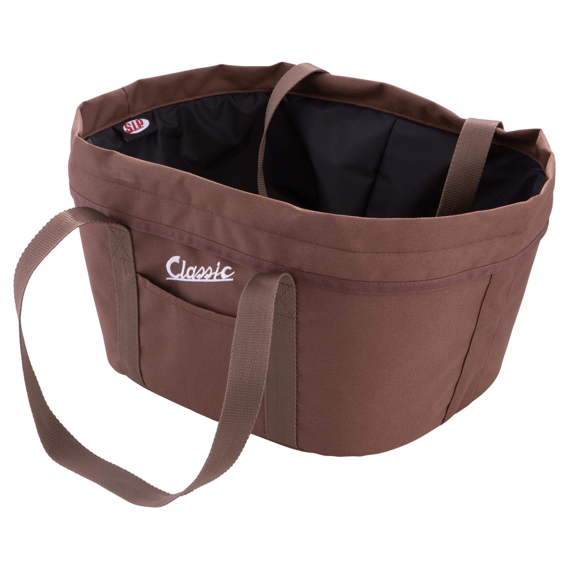 SIP Classic Gepäckkorb rund 360x320x280 mm Metall/Kunstleder braun herausnehmbare Nylon-Innentasche