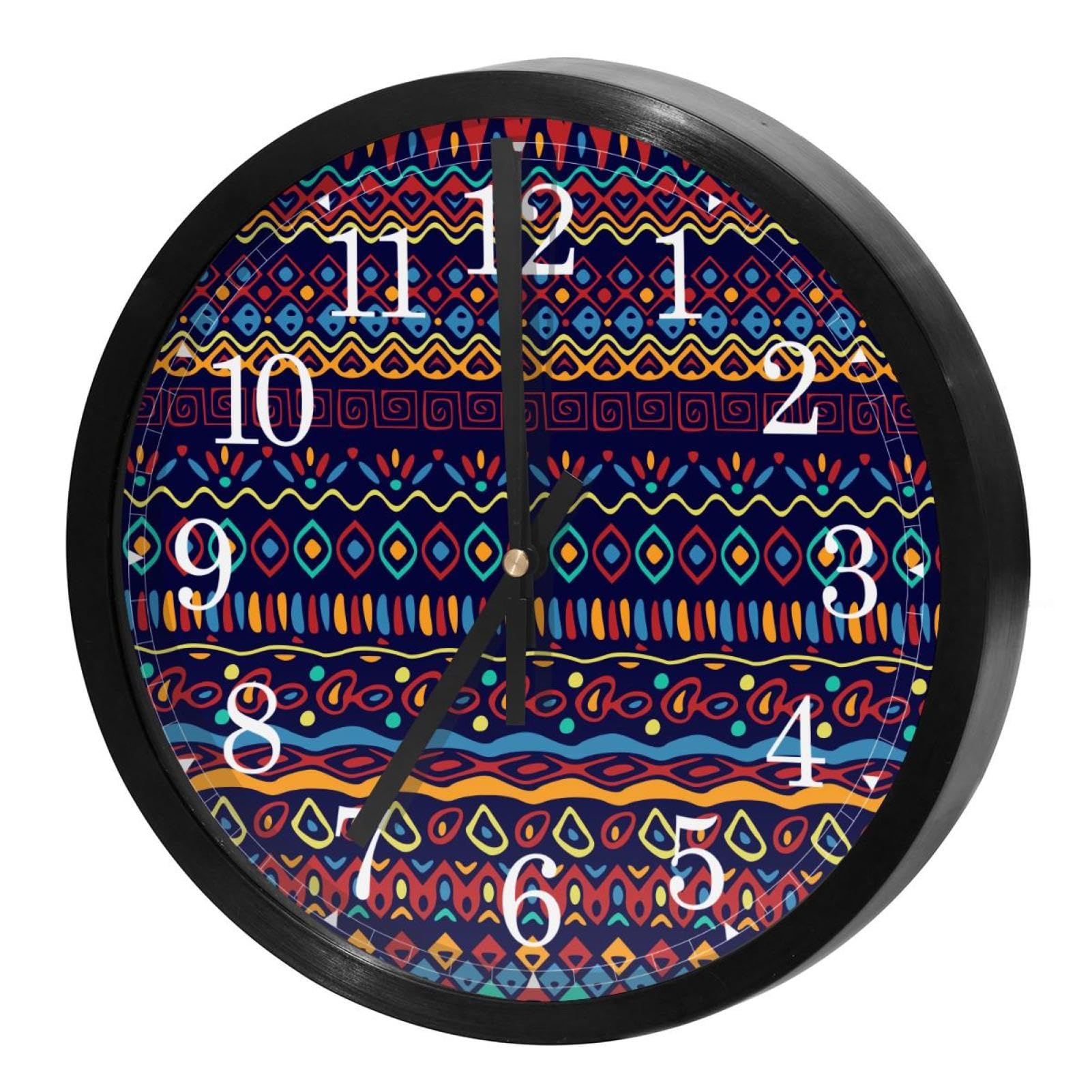 Horloge murale silencieuse à quartz rétro bohème vintage pour la maison et le bureau
