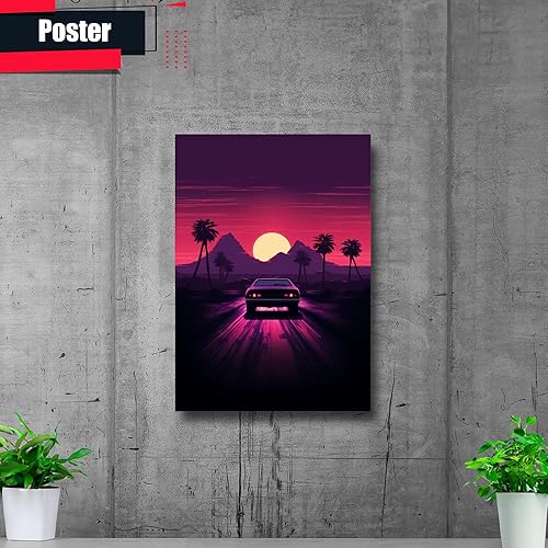 Miniatura 2 de Unique Synthwave Style Retro Art, 80s style art, framed poster print, guest room art, cool living room art, Art Print, poster Prints