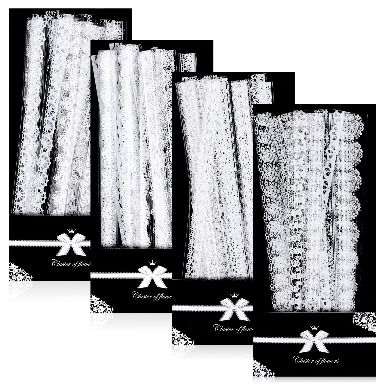 JJUNW 120 Pcs Lace Stickers, White Lace Scrapbooking Stickers Scrapbook Embellishments Stickers Vintage Scrapbook Stickers for Wedding Planners