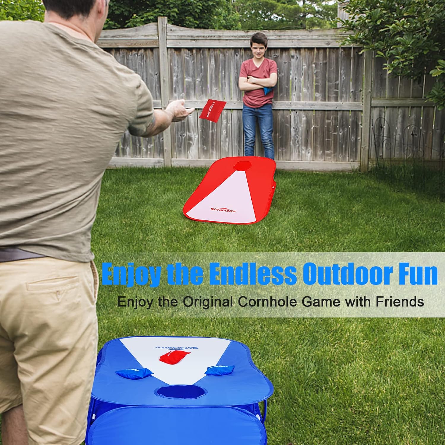 ISANCHA Cornhole Game Set Portable Collapsible Cornhole Board 3x2ft 8 Bean Bags with Carrying Case for Beach Camping Travel : Sports & Outdoors