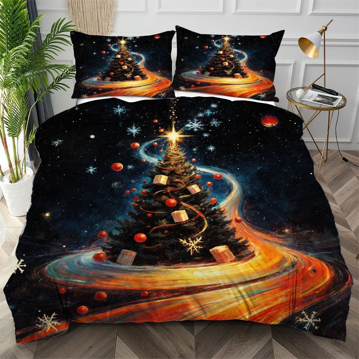 Housse de couette 160x200 microfibre douce ensemble de sets de literie tableau coloré