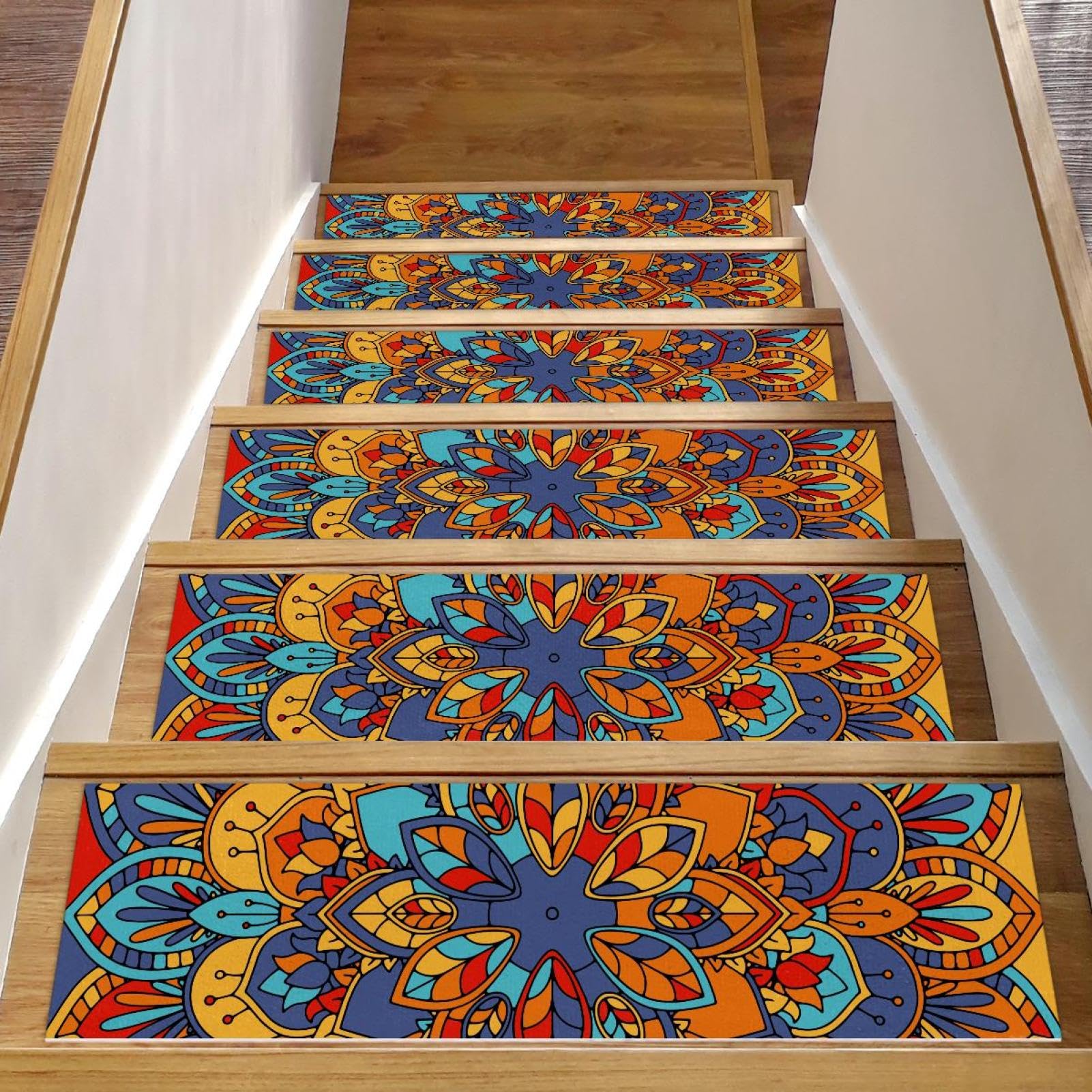 Alfombra para escaleras interiores antideslizante de 15 piezas salvamanteles madera