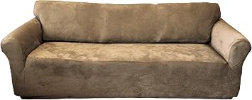 Stretch Suede Loveseat Slipcover, Sofa Protector, Machine Washable, Soft & Stain Resistant, Spandex Blend, Anti-Slip Fit, Pet-Friendly Furniture Cover, Fits 58"73", Beige