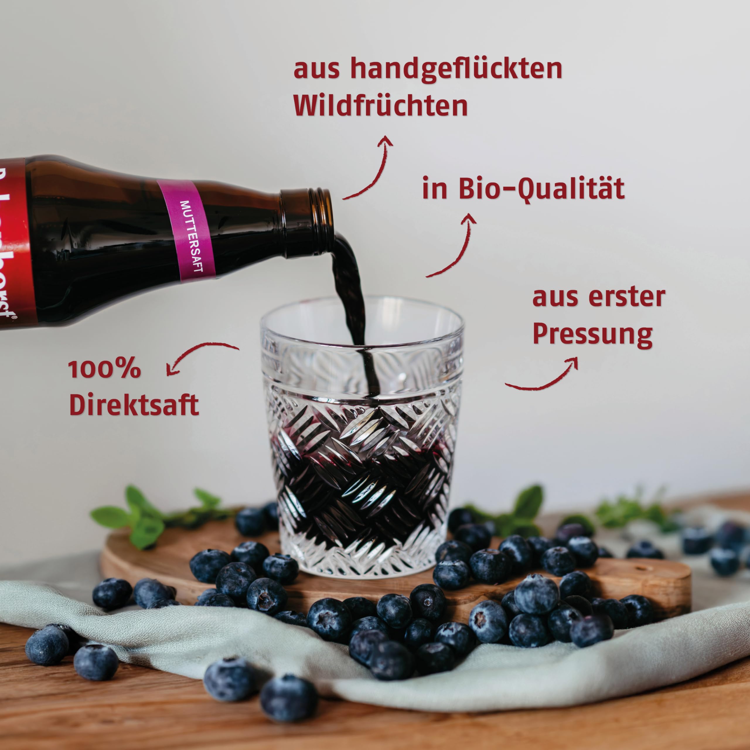 RABENHORST Waldheidelbeere Muttersaft BIO 6er Pack (6 x 700 ml) | 100 % purer Waldheidelbeer-Direktsaft aus erster Pressung