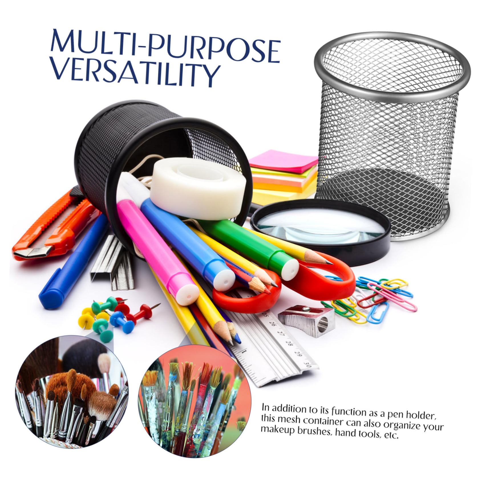Operitacx 5 Sätze Metall Stiftehalter Im Mesh Design Runder Schreibtisch Organizer Für Stifte Pinsel Und Büromaterial Robuster Und Moderner Stifteköcher 2 Stück * 5