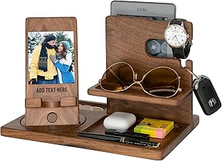 Personalized Desk Organizer with Rotating Phone Stand for Custom Image: ...