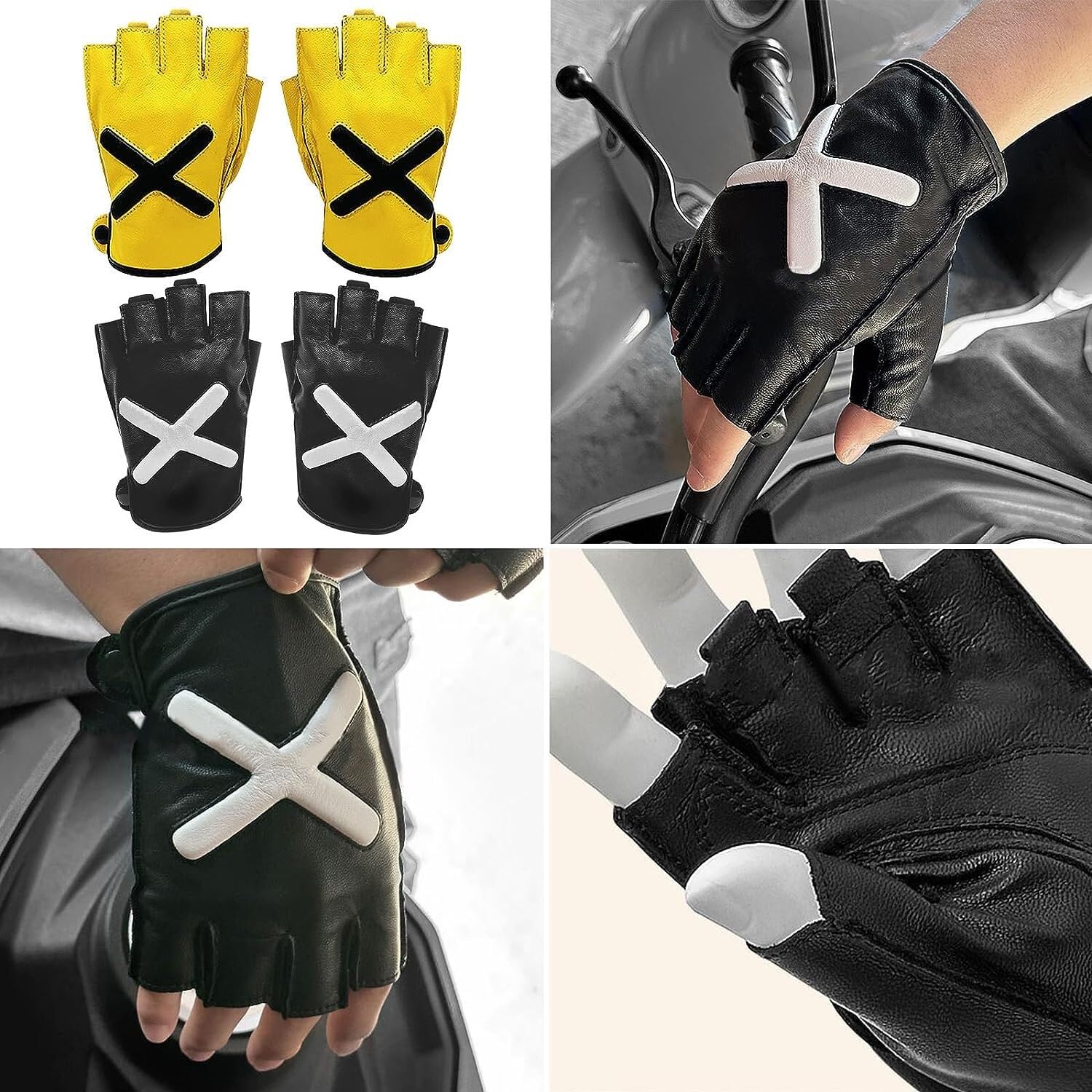 IRYZE Gants De Pêche Gants De Conduite, Cyclisme, Moto, Demi-Doigts, Rétro, sans Doigts, pour Conducteur Gants De Cyclisme