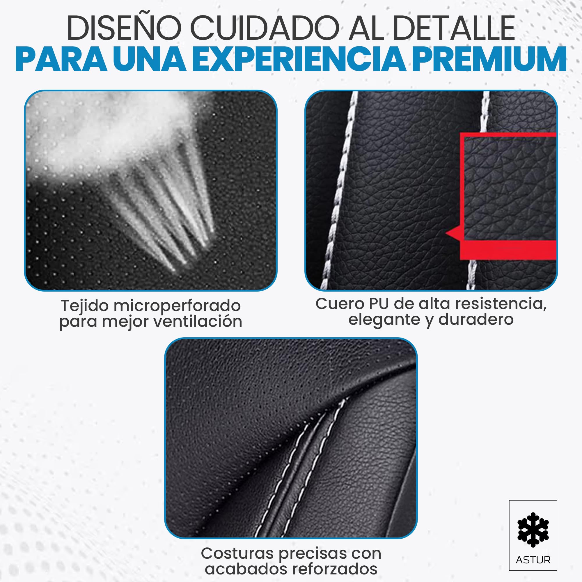 Astur Fundas Asientos Coche universales – Funda Asiento Coche Delantera y Trasera – Protector Asiento Coche Impermeable, fácil de Instalar y Compatible con airbag