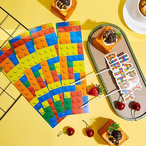 Miniatura 4 de Leinuosen 9 piezas de bloques de construcción para decoración de pasteles de feliz cumpleaños, bloques de construcción, suministros de construcción