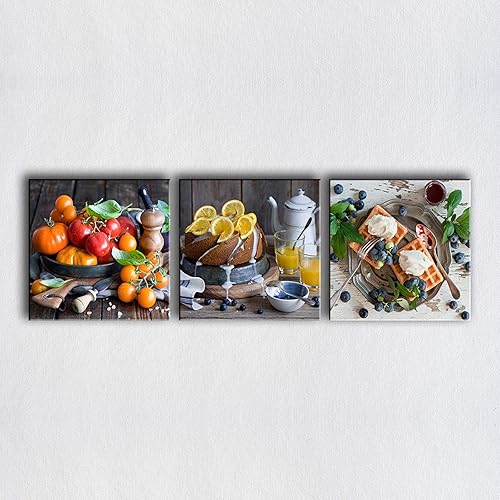 Impresión en lienzo, arte en lienzo, cartel de comida para tarta de frutas, 3 piezas, arte de pared para sala de estar, cuadros decorativos en disponible en Yaxa Colombia