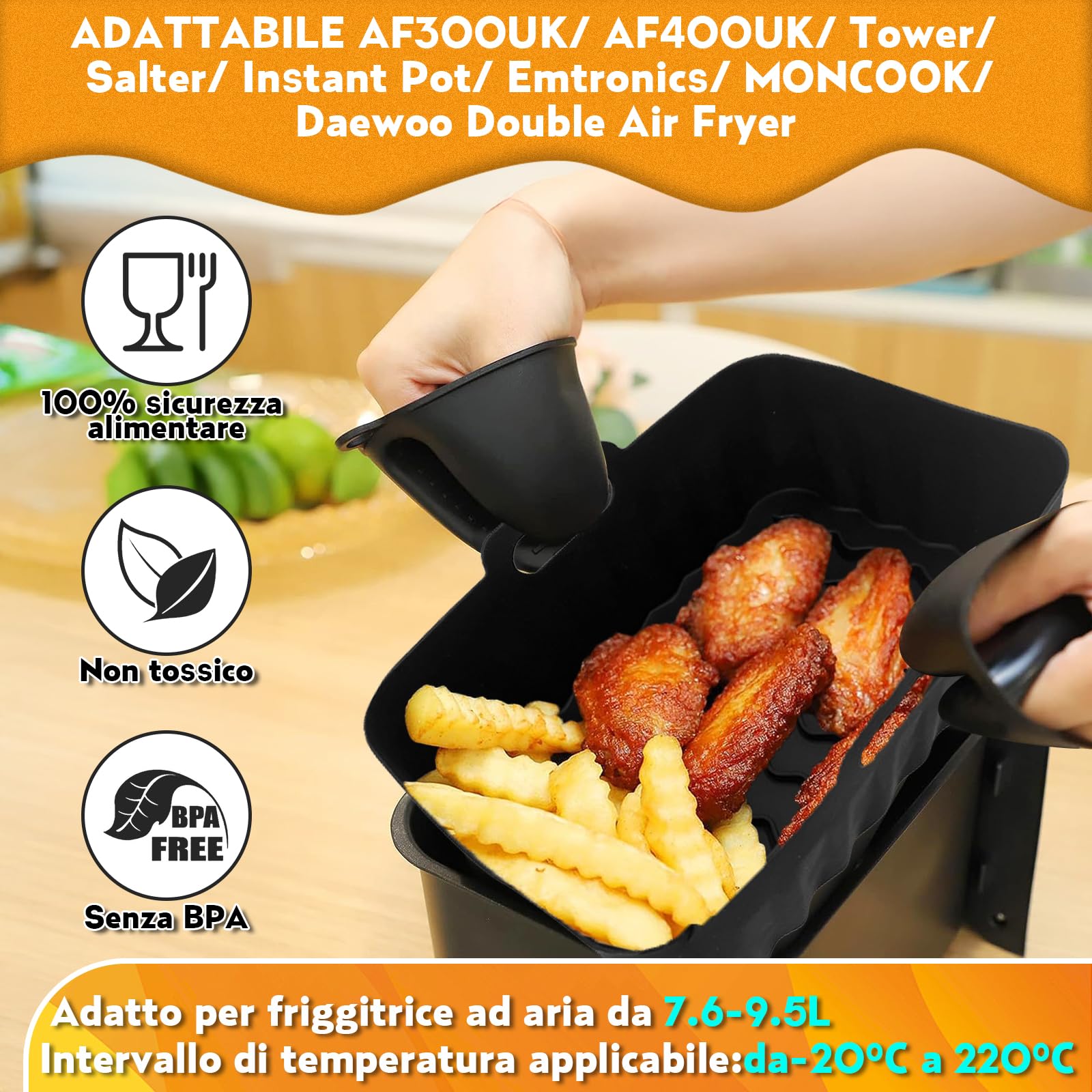 Accessori per friggitrice ad aria calda Ninja Foodi Max Dual Zone AF400EU AF451EU AF300EU 7.6L-9.5L, stampo in silicone per friggitrice ad aria calda Ninja