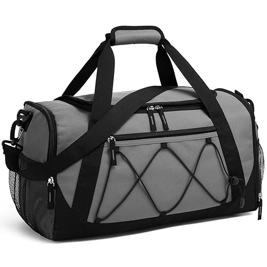 Vorspack Gym Bag for Men - 18 Inches Duffle Bag for Travel Duffel Bag with Shoe Compartment Lightweight Travel Bag for Gym Sports Overnight Weekender - Grey