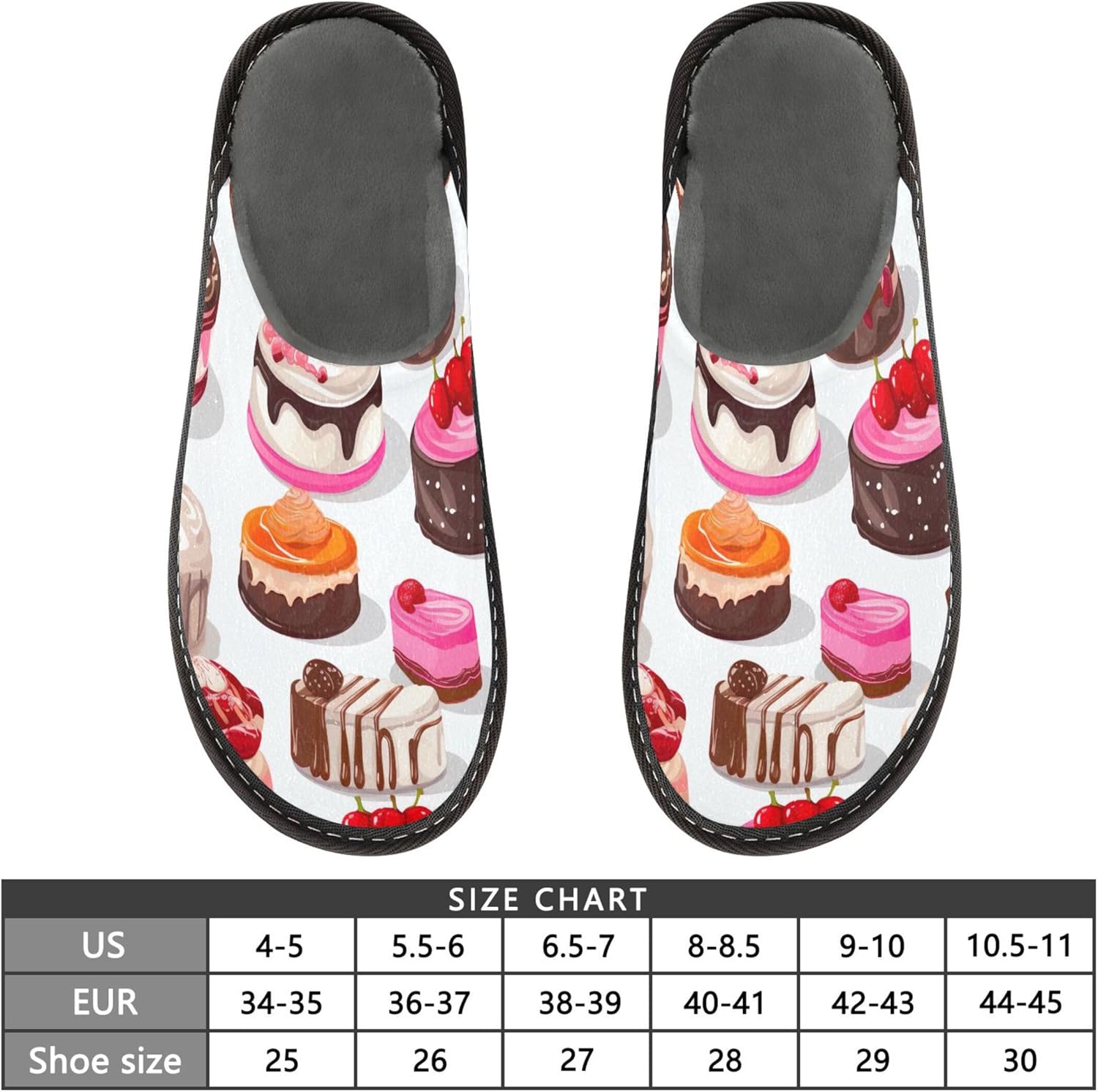 Cake Dessert House Slippers – Cozy Fuzzy Slippers for Guests, Washable & Disposable, Perfect for Shoeless Home, Spa & Hotel Use A111926