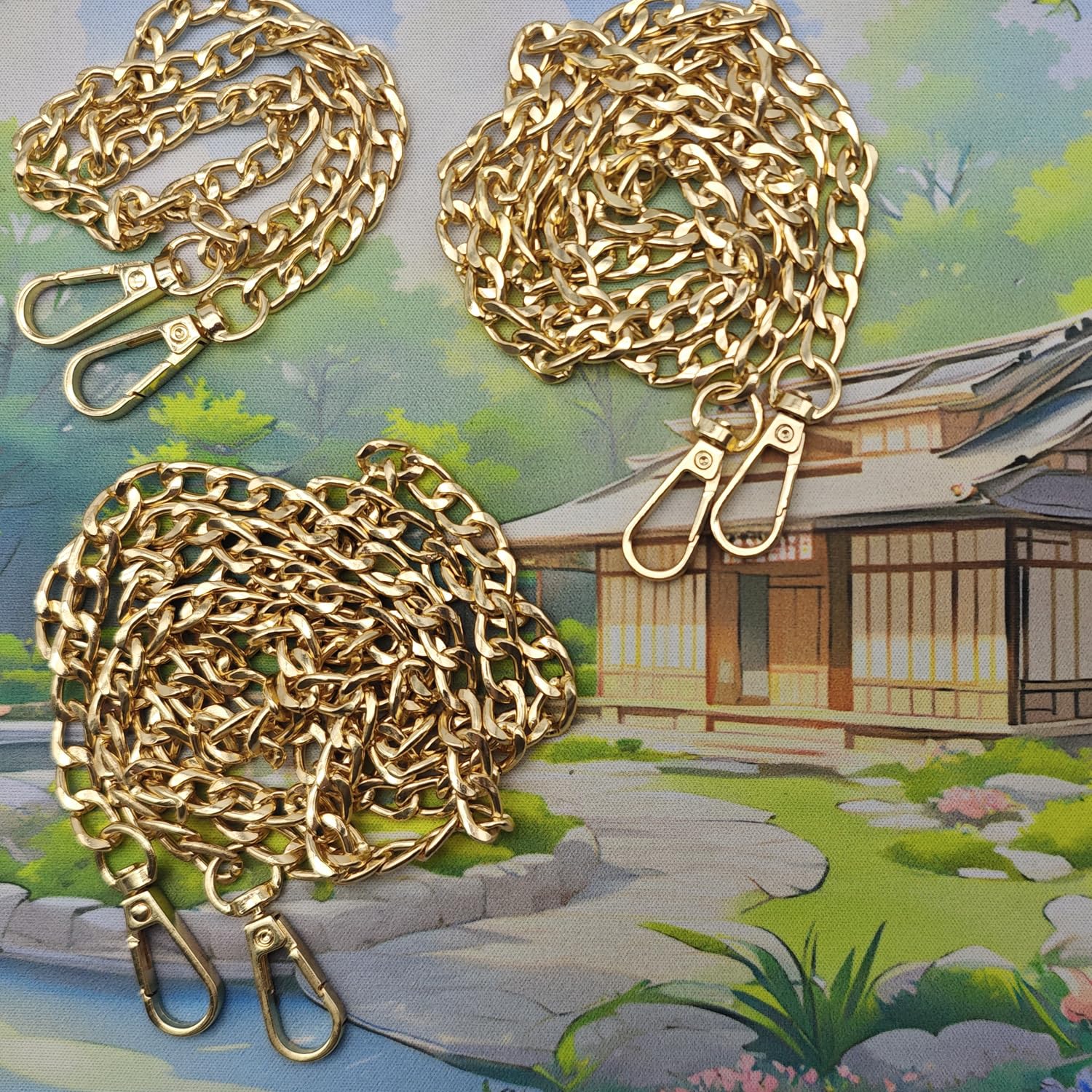 Hongbaite 3 Pack Gold (45cm+95cm+125cm) Bag Chains for Womens Handbags Wallet Purse DIY Crossbody Bags Chain Extender Strap with Clasp Buckles - Image 2
