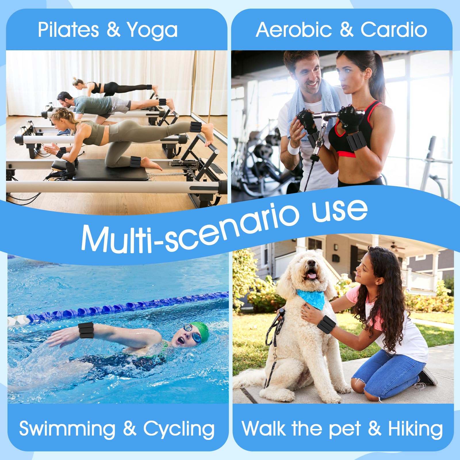 Set di 2 pesi da polso (0,5 kg ciascuno), pesi regolabili per polso e caviglia, per donne e uomini, set di pesi indossabili per braccia e gambe, per passeggiate, yoga, nuoto, cardio, aerobica