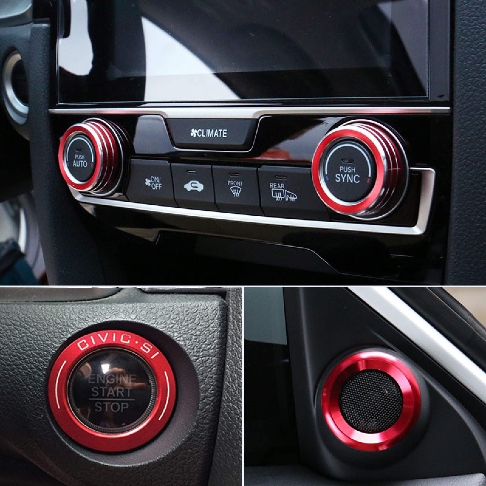 2PCS Car Decor Cerchio Trim Altoparlante In Alluminio Anodizzato Porta Auto Audio Altoparlante Anelli Trim per Honda Civic 2016 2017 2018 2019  34