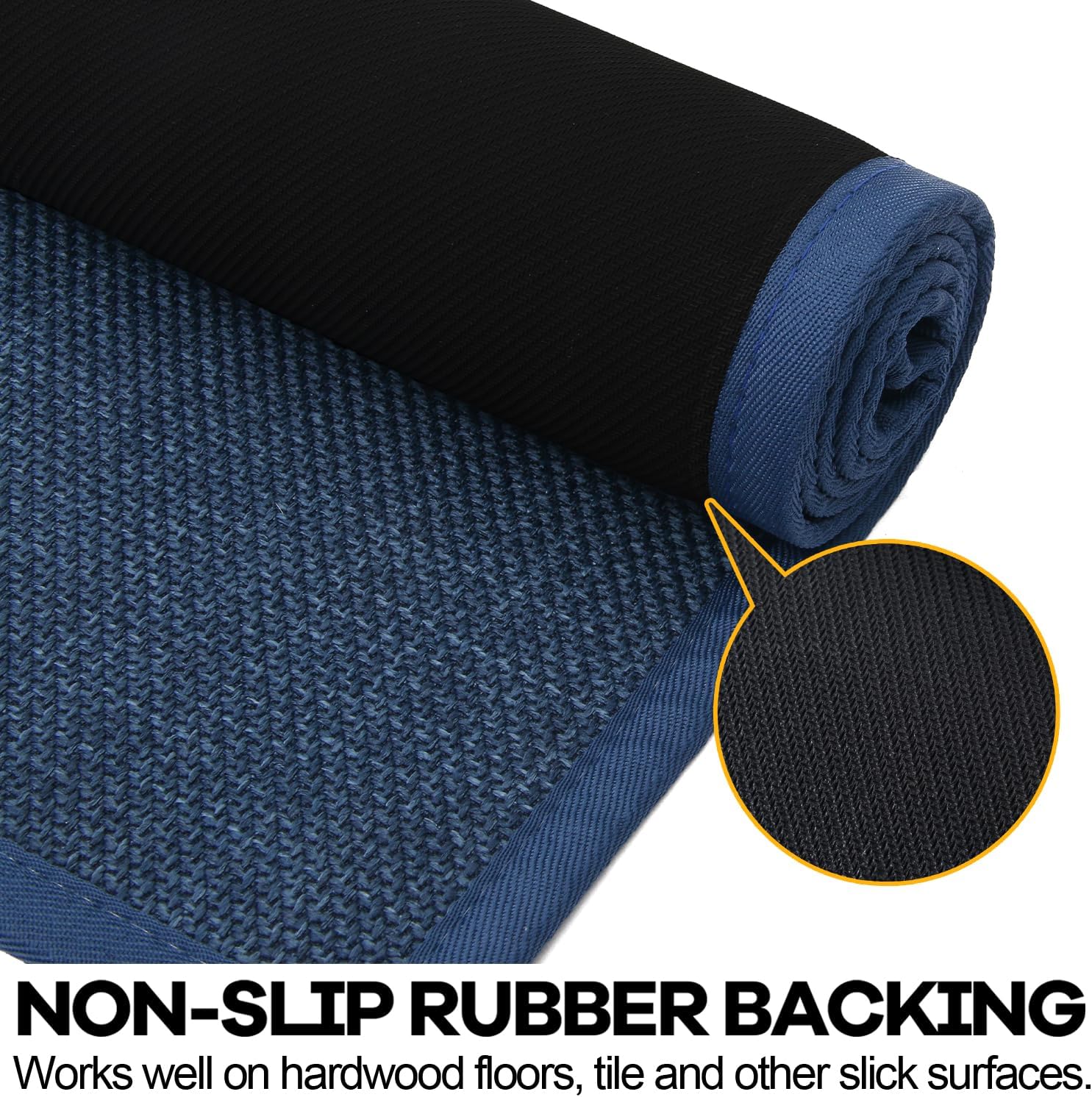 Hargiis Kitchen Rug, Rubber Non Slip Kitchen Rugs Washable, Absorbent Runner Mat for Floor, Machine Washable Standing Mats for in Front of Sink, Door, Laundry, Entryway (Navy Blue, 30" × 17.3")