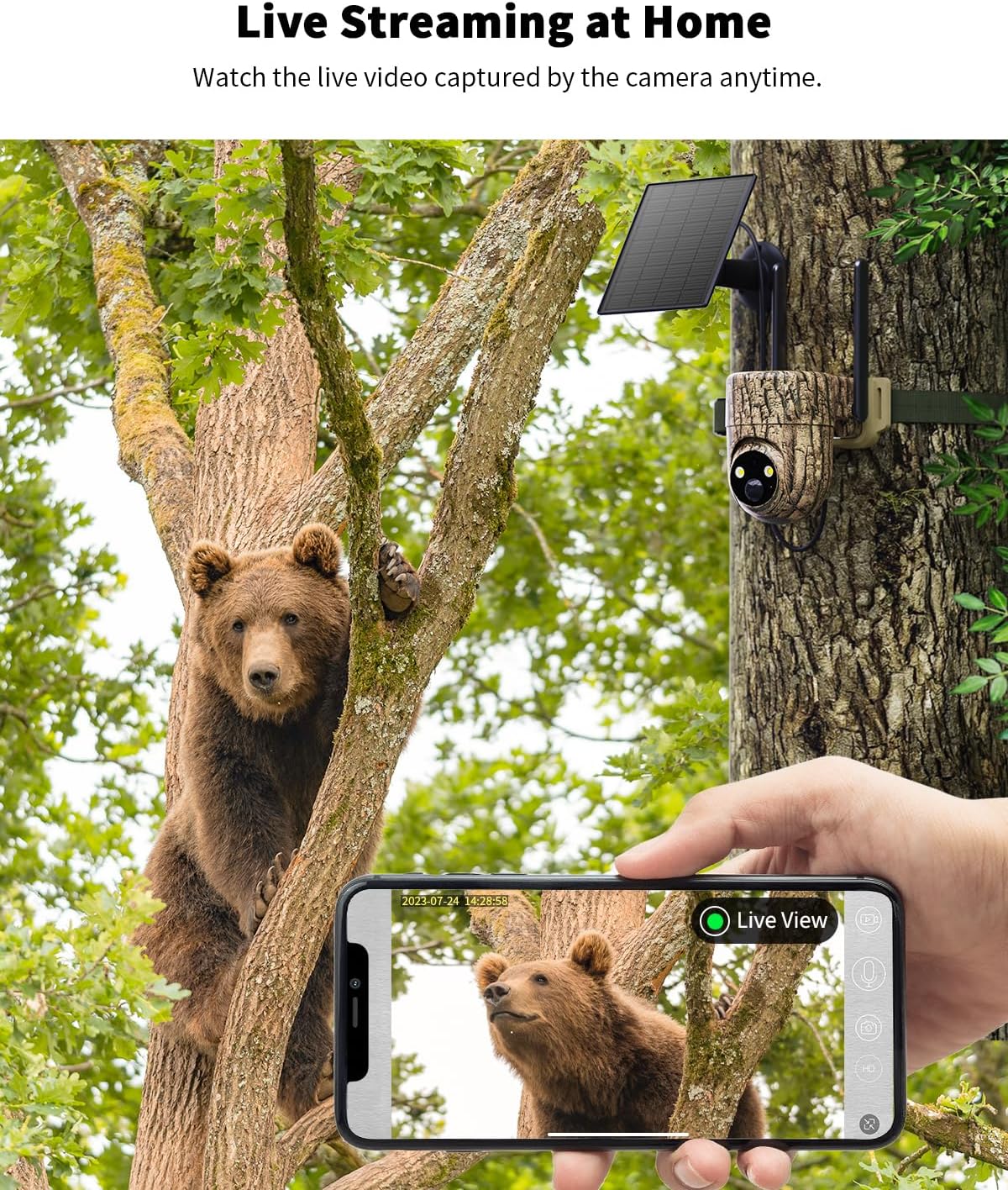 Cellular Trail Camera with 360° Live Streaming, Solar Powered, Built-in 4G SIM Card, Remote Access, Motion Activated, 2K Night Vision, No WiFi Needed's Cellular Security Camera
