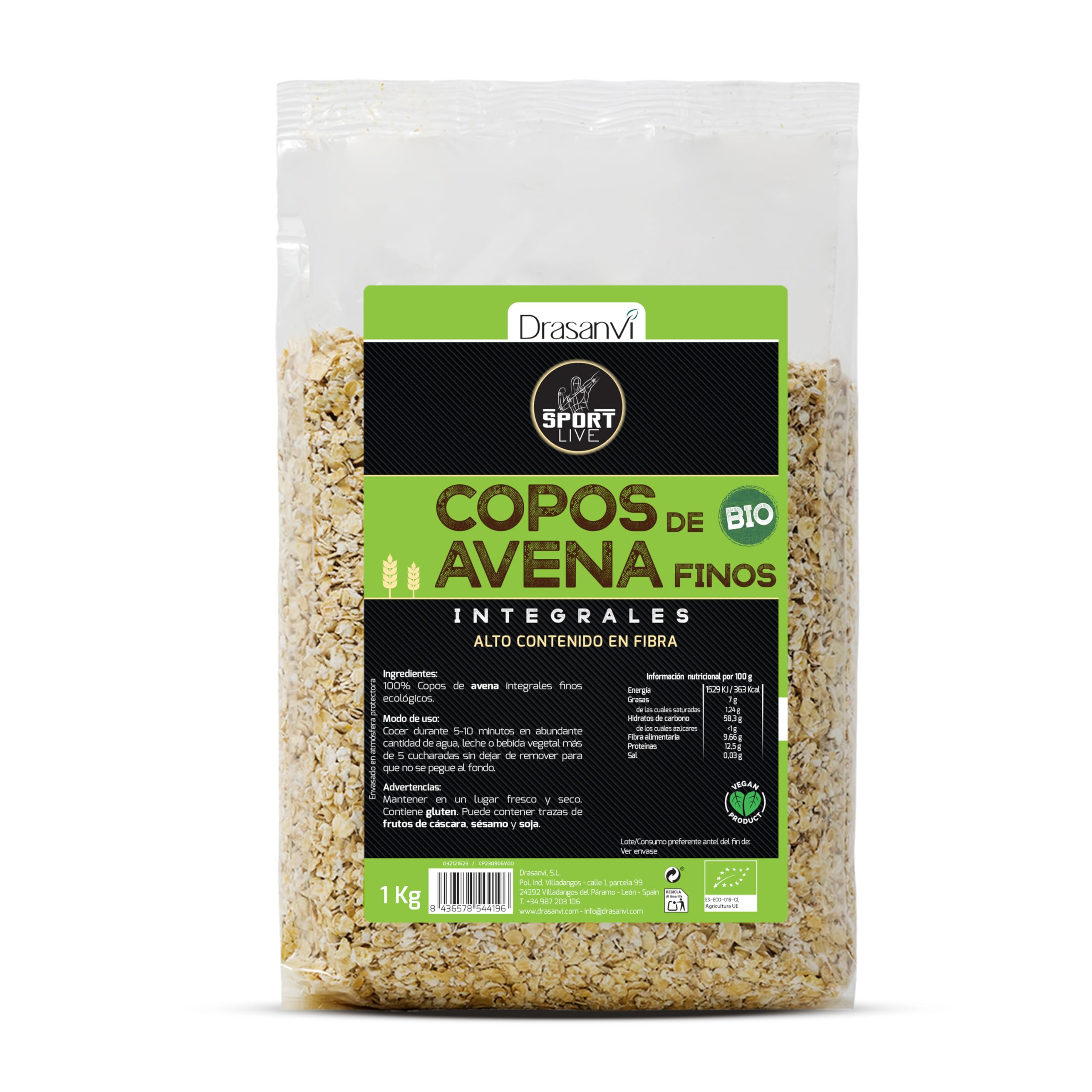 Drasanvi Copos de Avena Finos Integrales BIO Sport Live