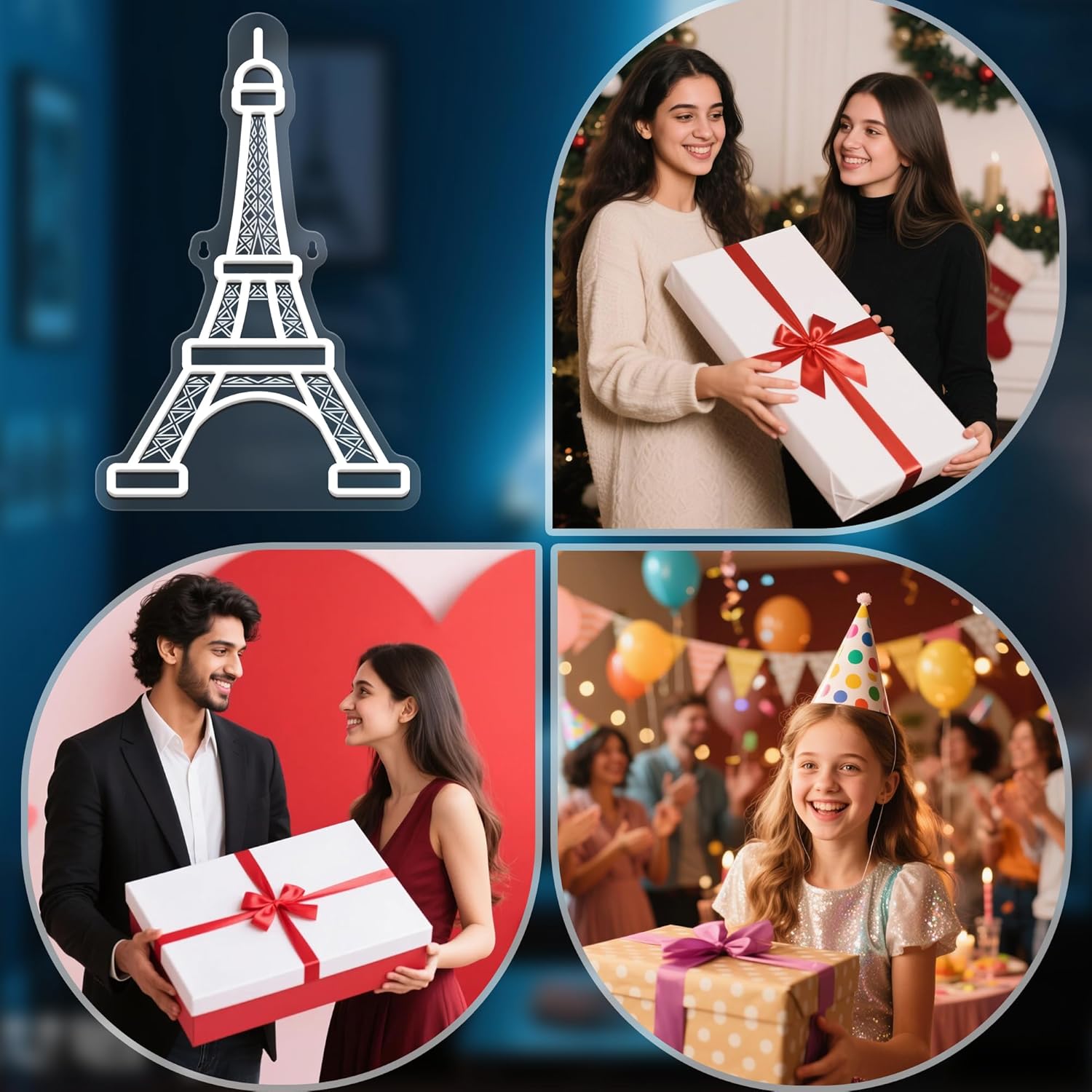 FULLOSUN Eiffel Tower Neon Sign, Eiffel Tower Nightlight, Bedroom Decoration LED Lamp with USB Powered, Paris Fashion Style Gifts for Birthday Xmas