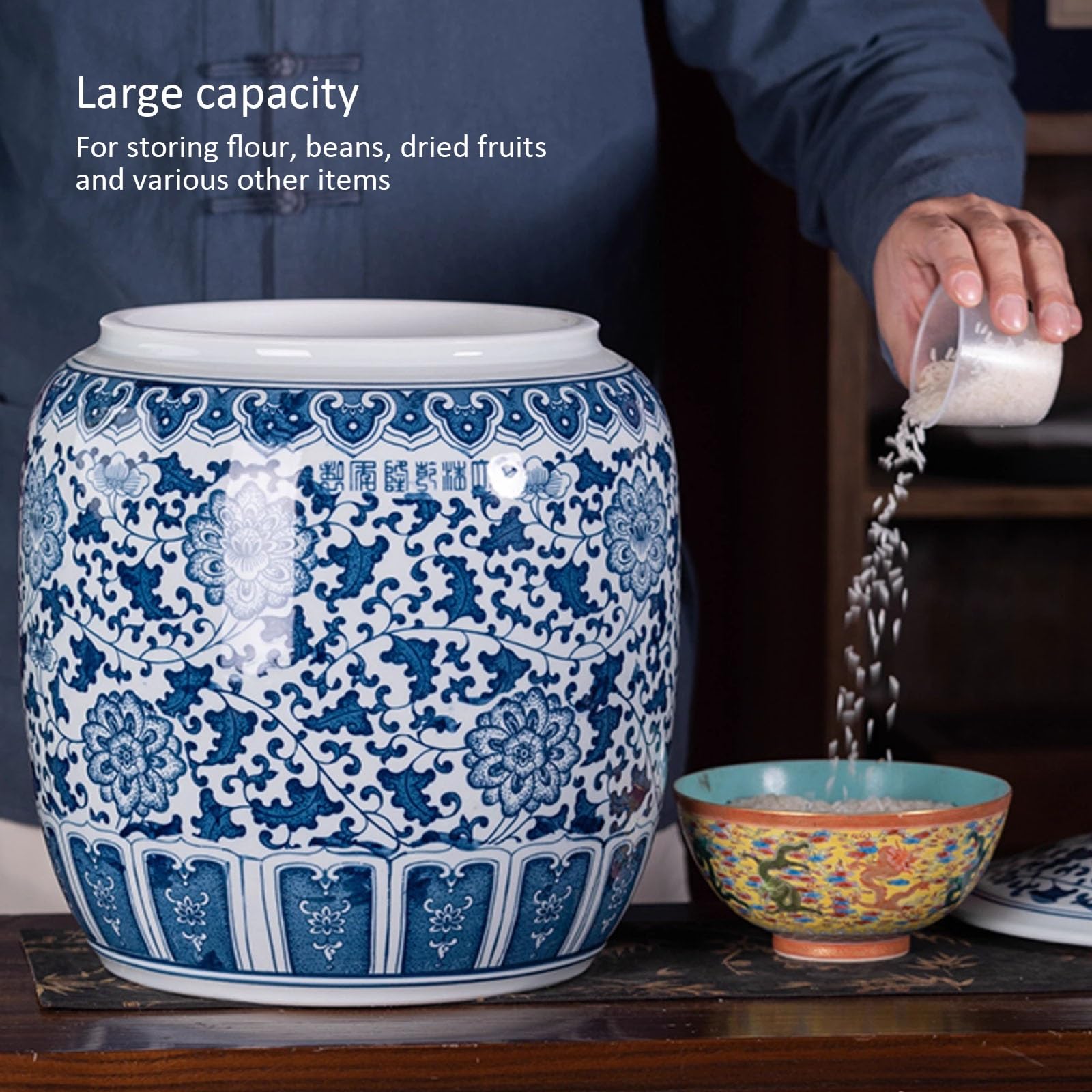 Ceramiczny słoik na ryż, zamknięty pojemnik do przechowywania żywności, płatków śniadaniowych, mąki, płatków owsianych, kawy