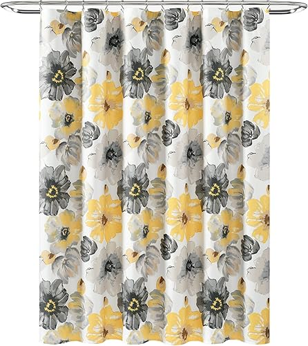 Miniatura 6 de Lush Decor Leah Cortina de ducha, 72 pulgadas de ancho x 78 pulgadas de largo, amarillo y gris