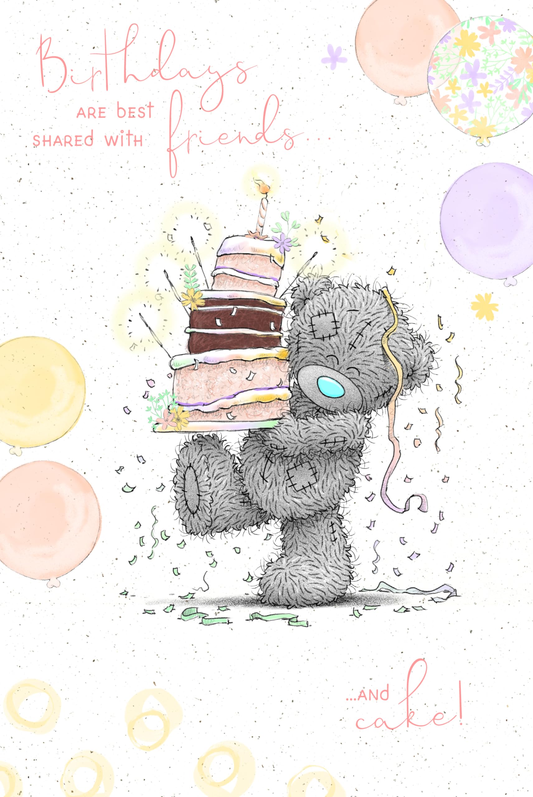 Me to You Tatty Teddy 'Friends and Cake' Birthday Card - Official Collection