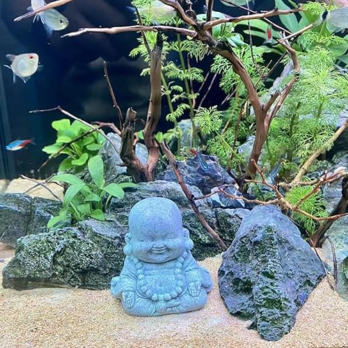 Miniatura 7 de livelyfish Decoración de pecera de Buda, figuras asiáticas de Buda de piedra para acuario, jardín zen, estatua de pecera, decoración de esculturas