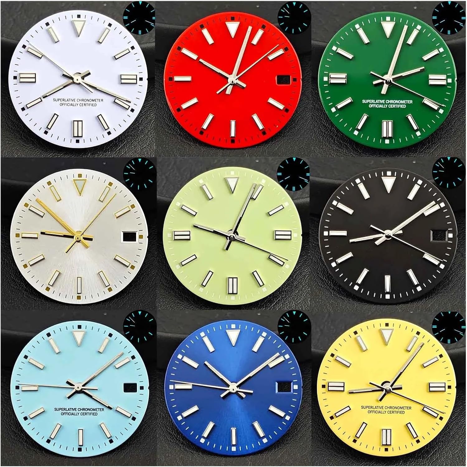 28.5mm Dial/Hand Fit for NH35/NH36 Movements, Blue-Green Luminous, Single Calendar/no Calendar Dial, for Watch Replacement Parts image 2