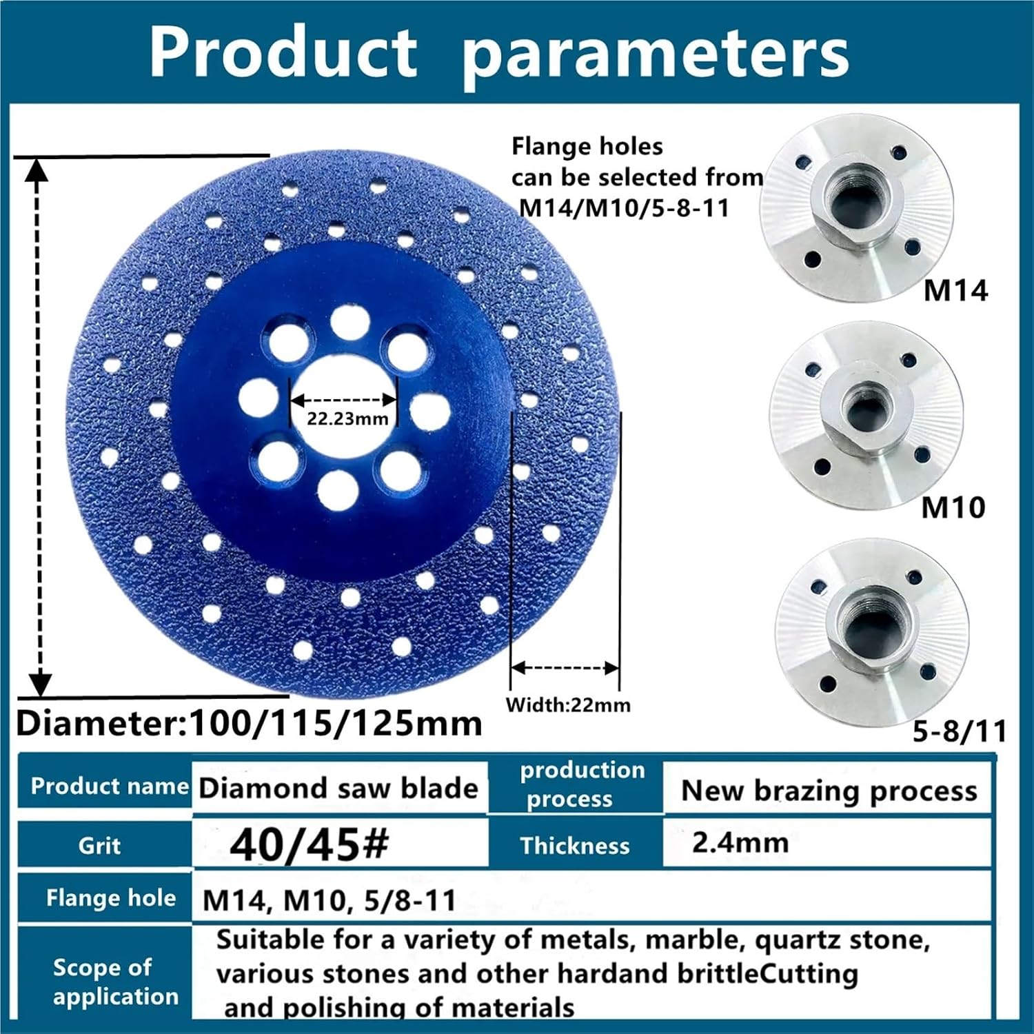 100/115/125mm Diamond Grinding Wheel 1pcs(1Pcs 115mm,M14)
