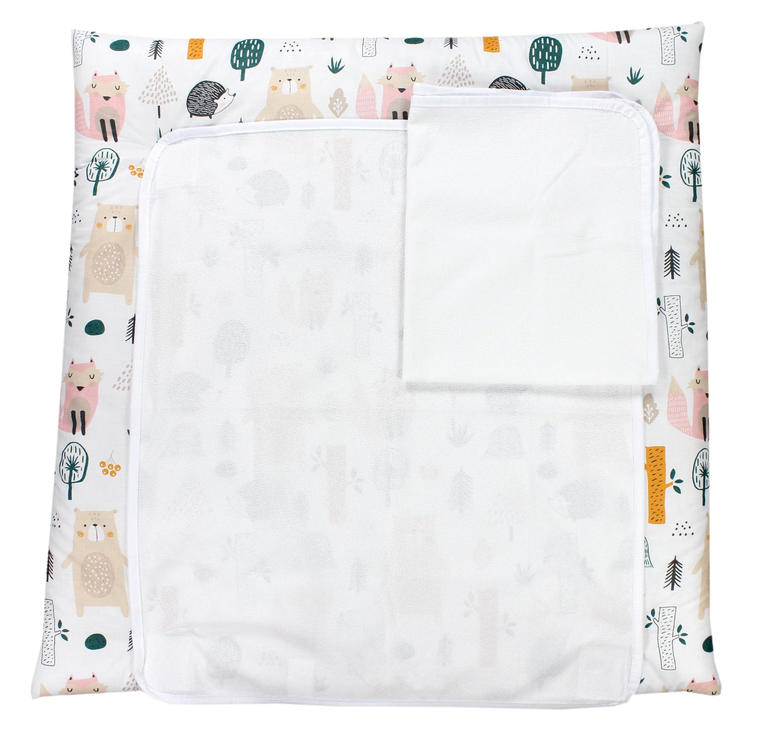 TupTam Tapis à Langer avec 2 Housses Éponge Bébé, Forêt/Beige, 75 x 80 cm