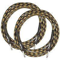 Vista 12 de Fender 10-Foot Professional Instrument Cable, Straight-Angle, Desert Camo - 2 Pack